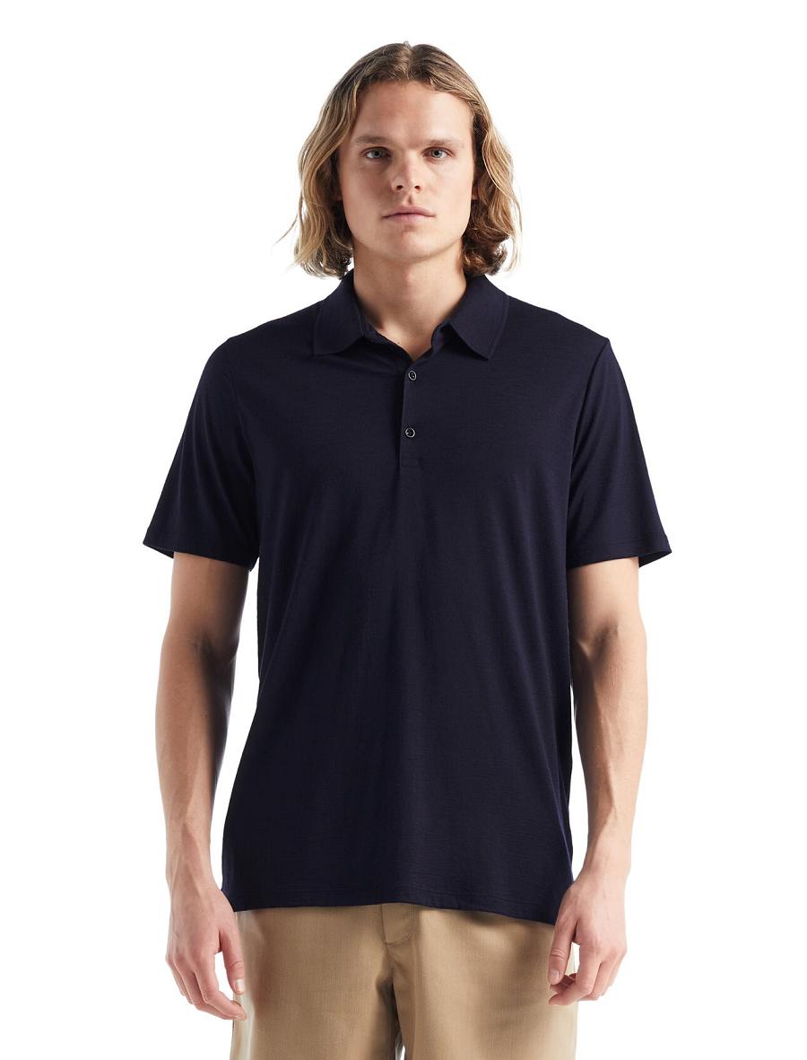 Koszulki Icebreaker Merino Tech Lite II Krótkie Sleeve Polo Męskie Granatowe | PL 1787HAPK